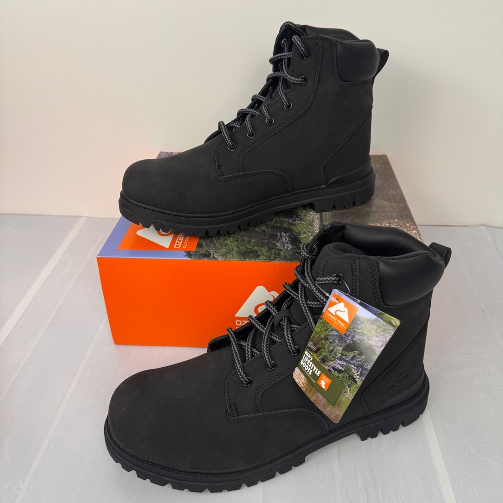 Ozark Trail Troy II Boots Men 11.5 Black Outdoor Hiking Work Rugged Lifestyle